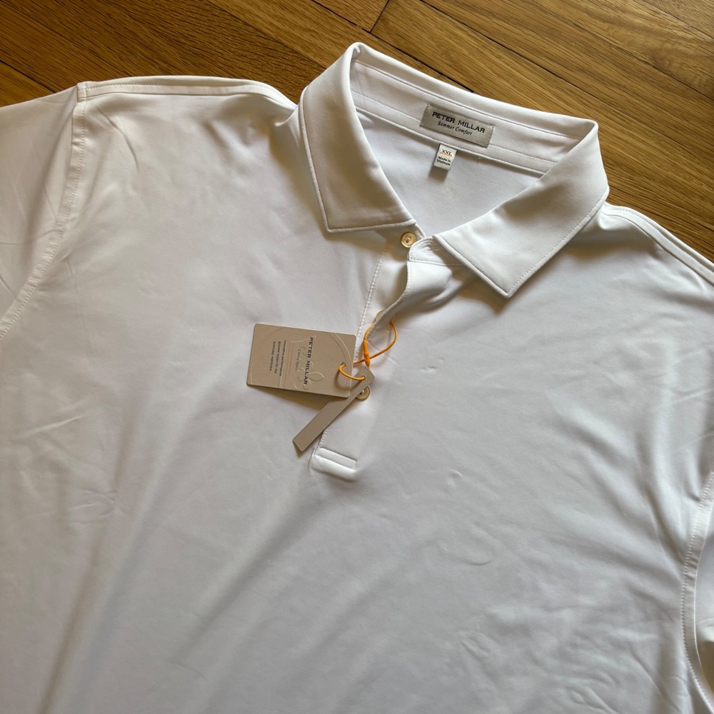 Peters Millar Polo Shirt Mens XXL Summer Comfort White Performance Prep Golf NWT